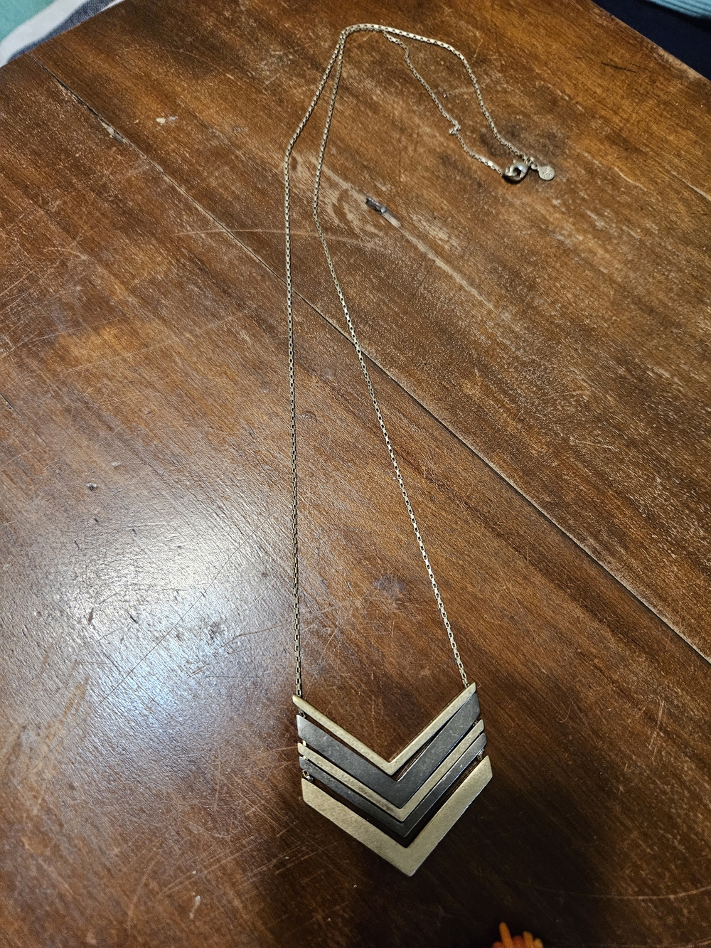 Loft Gold Chevron Layered Pendant Necklace - Women Jewelry